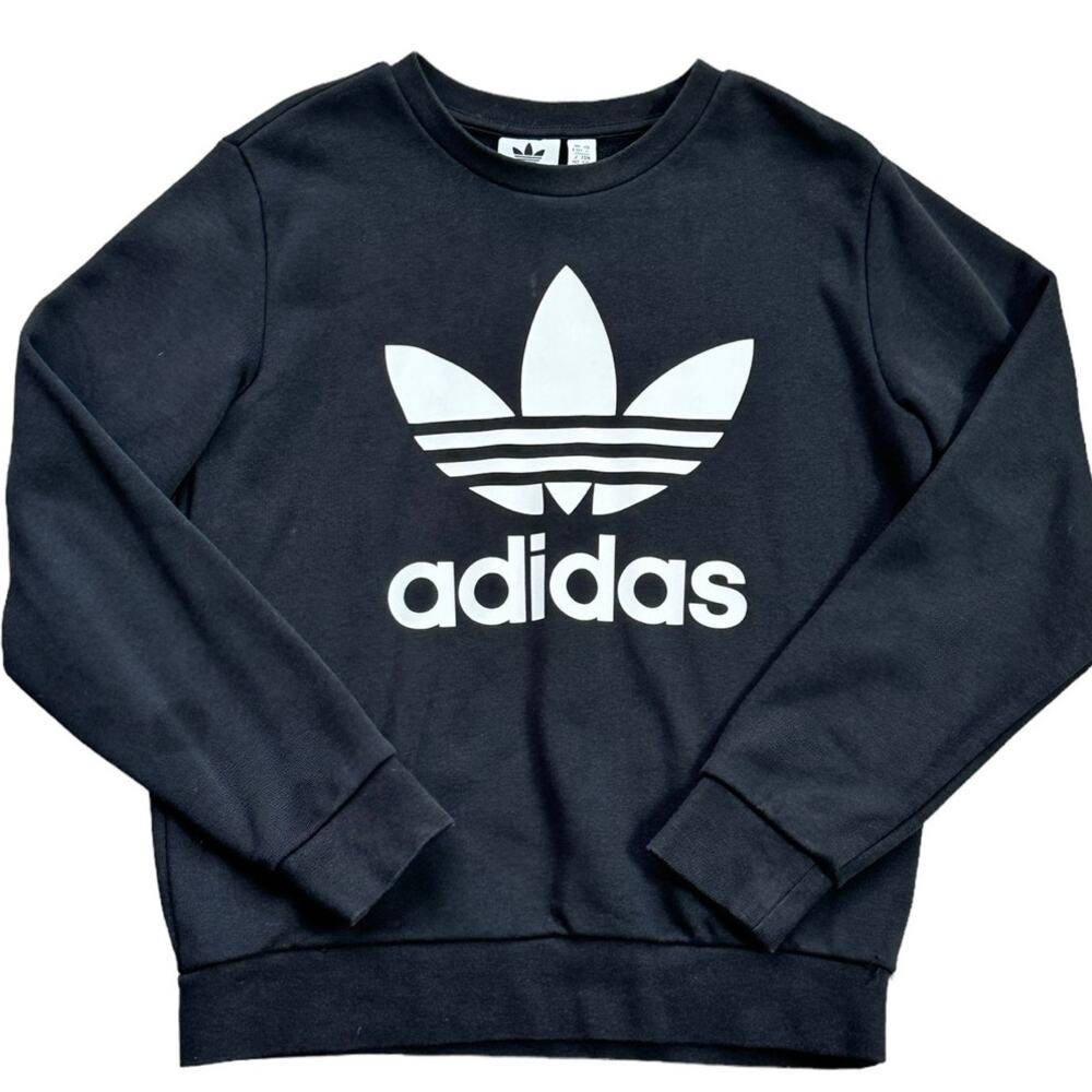 Adidas Girls Trefoil Logo Sweatshirt Black Size Small